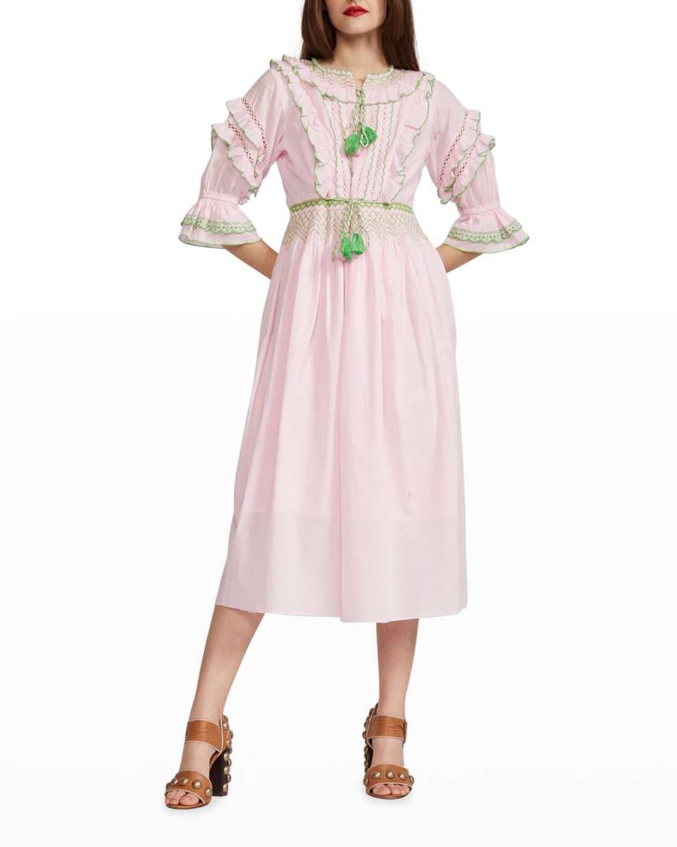 Daliah Tassel Cotton Midi Dress